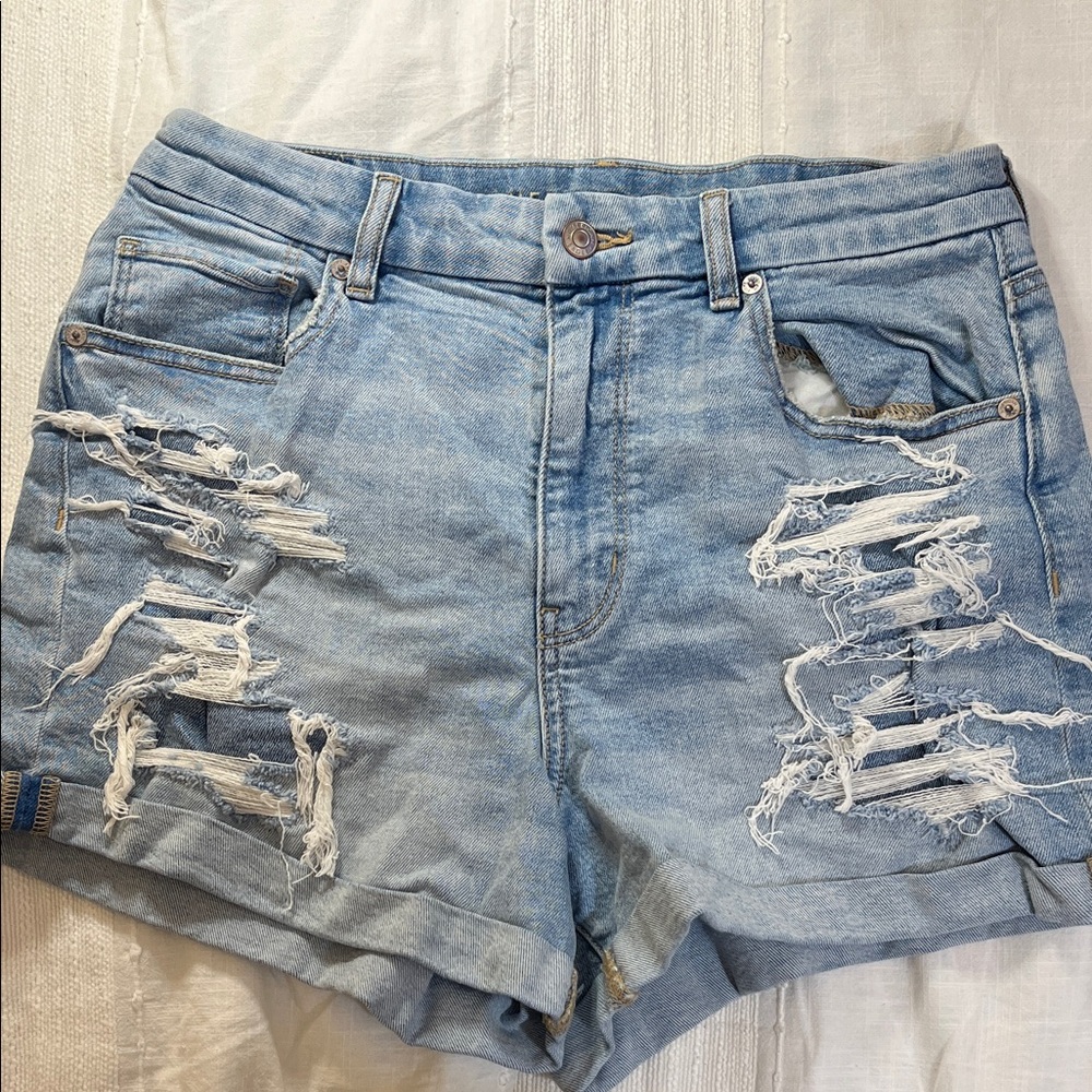 American Eagle Embroidered Mom Jean Shorts